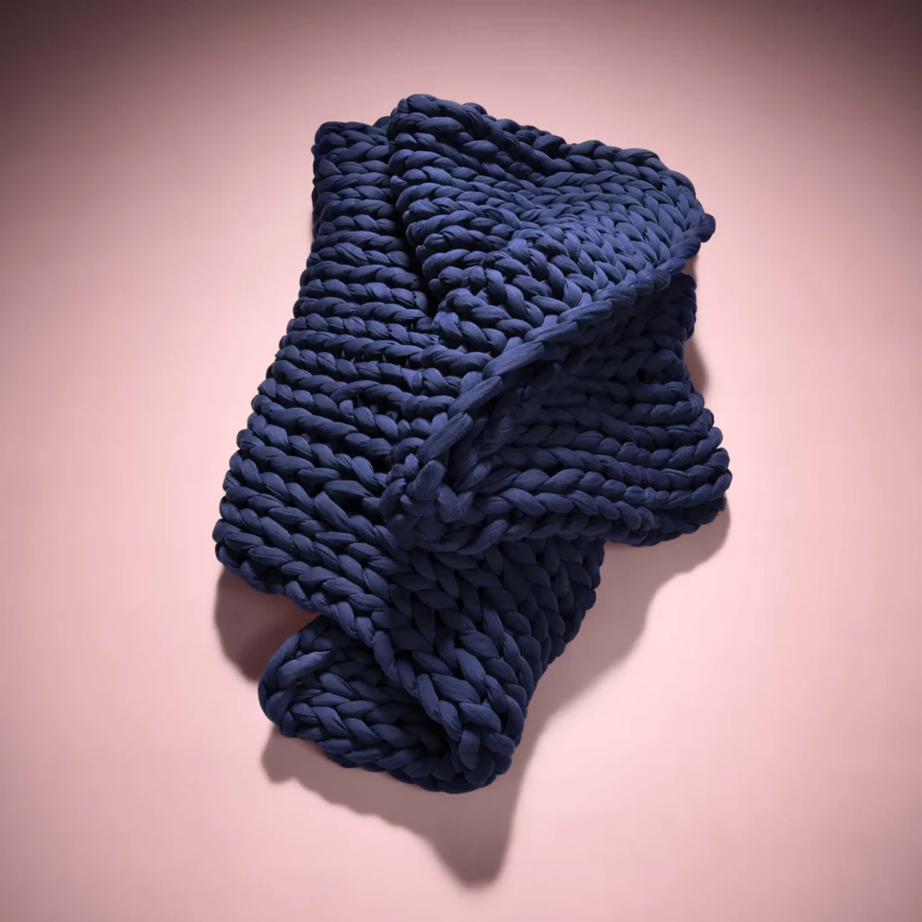 Bearaby knit cotton weighted blanket for adults